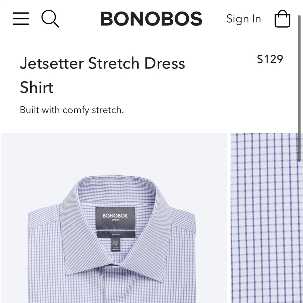 Bonobos Jetsetter Stretch Dress Shirt BRAND NEW
